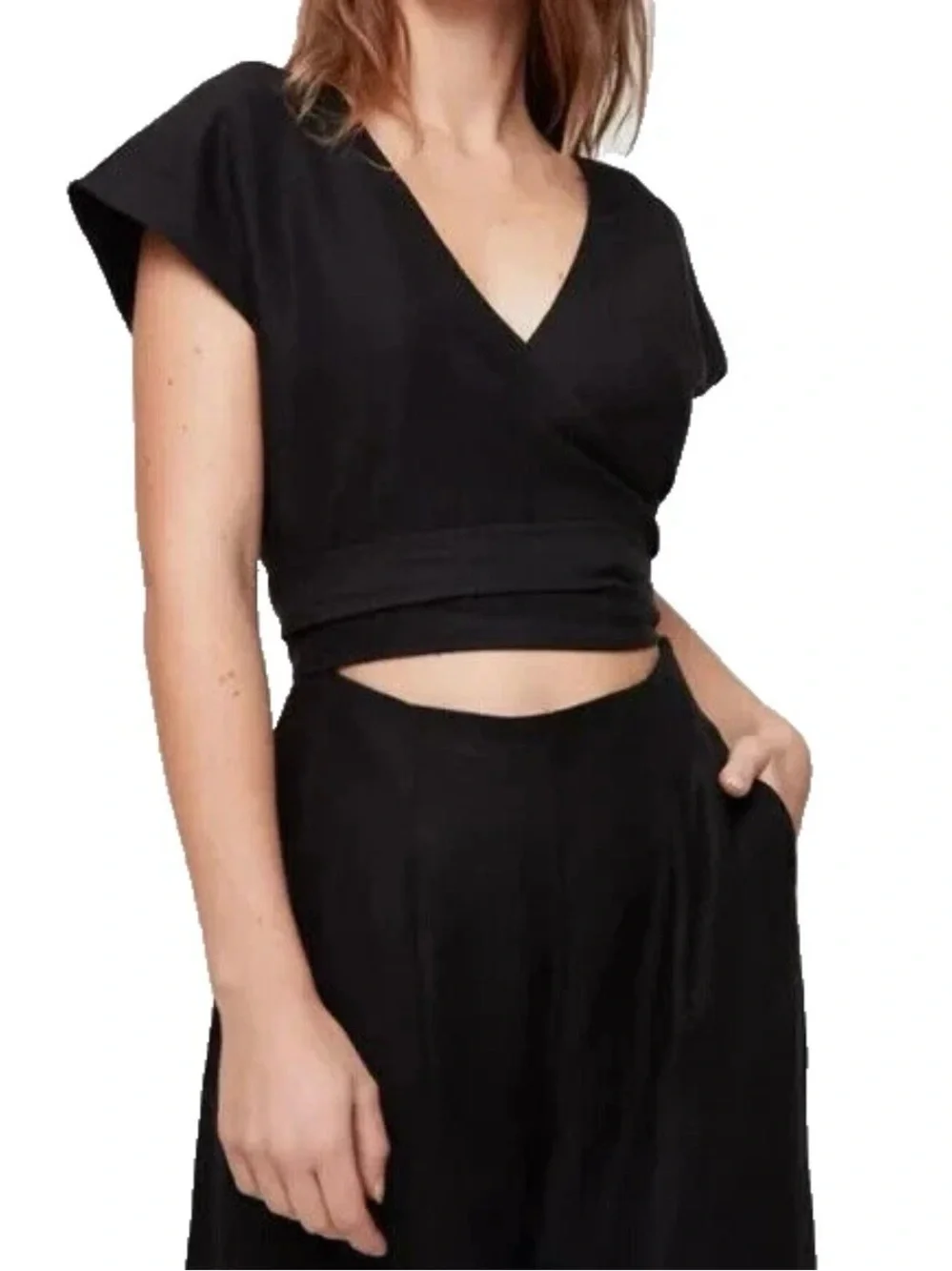Wilfred Brax Wrap Front‎ Cutout Jumpsuit Linen Blend Wide leg